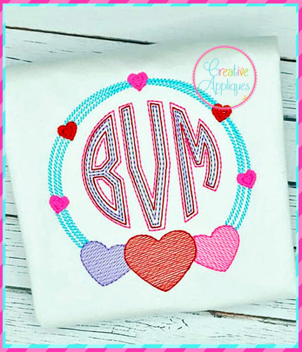 Sketch Stitch Hearts Scribble Frame Embroidery Design