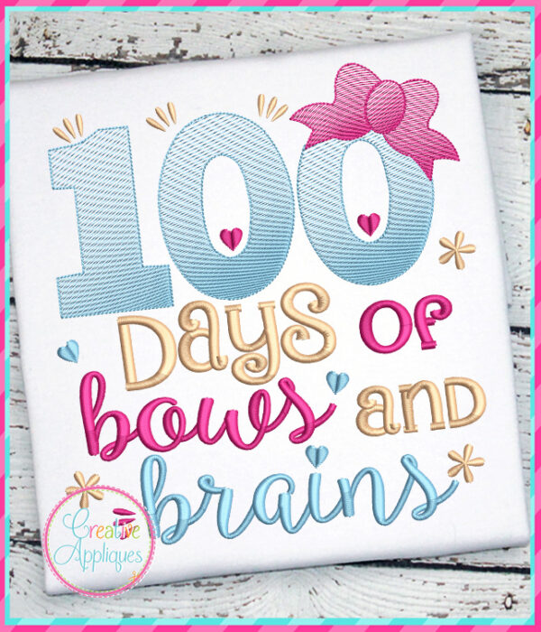 Sketch Stitch 100 Days of Bows and Brains Embroidery Design