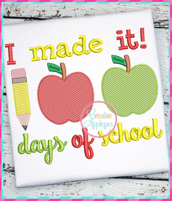 Sketch Stitch I made it 100 Days of School Embroidery Design