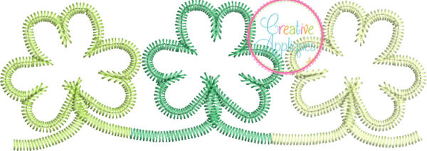 Zigzag Stitch Linked Clovers Applique Design - Image 2