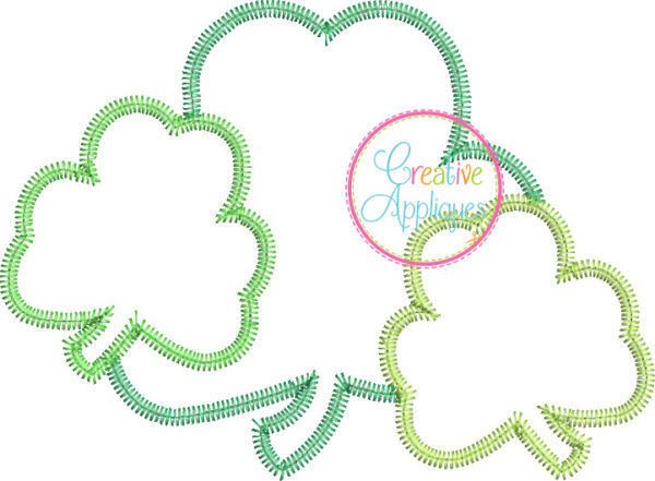 Zigzag Stitch Clovers Trio Applique Design - Image 2