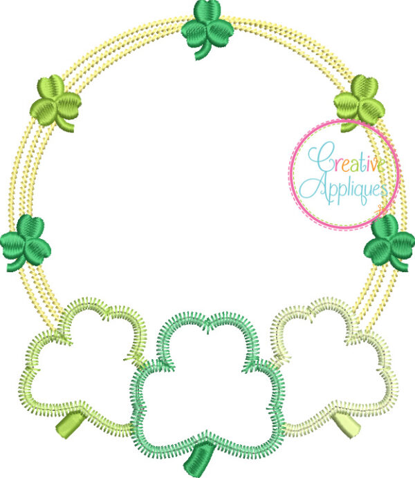 Clovers Scribble Frame Applique Design - Image 2