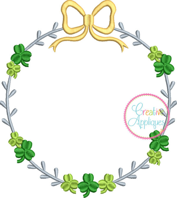 Clover Wreath Bow Frame Embroidery Design - Image 2