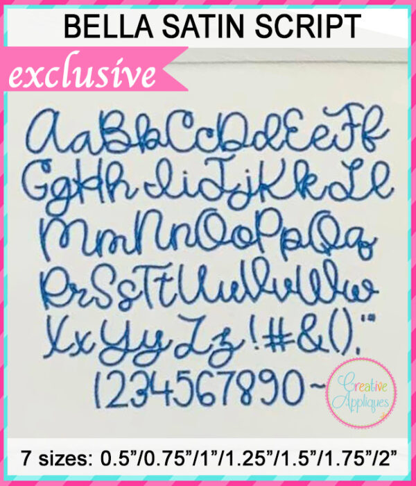 Bella Satin Script Embroidery Font - Image 3