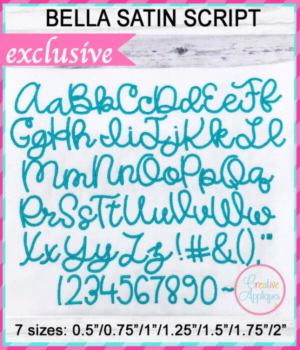 Bella Satin Script Embroidery Font