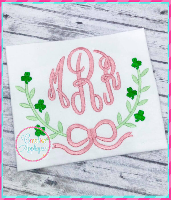 Clover Swag Bow Frame Embroidery Design