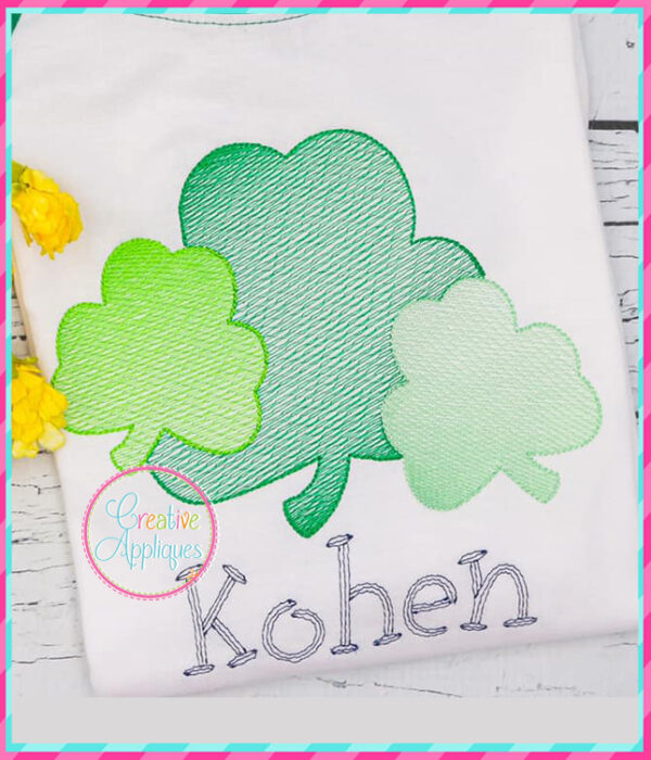 Sketch Stitch Clovers Trio Embroidery Design