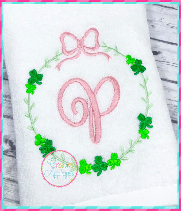 Clover Wreath Bow Frame Embroidery Design