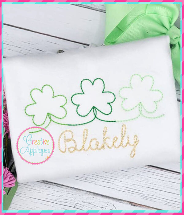 Stitching Linked Clovers Embroidery Design - Image 2