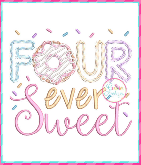 Zigzag Stitch Four Ever Sweet Doughnut Applique Design - Image 2