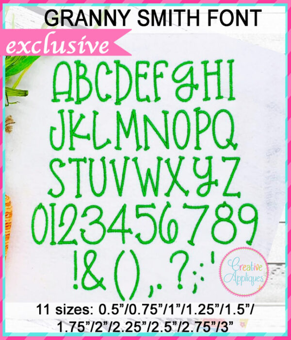 Granny Smith Embroidery Font - Image 3