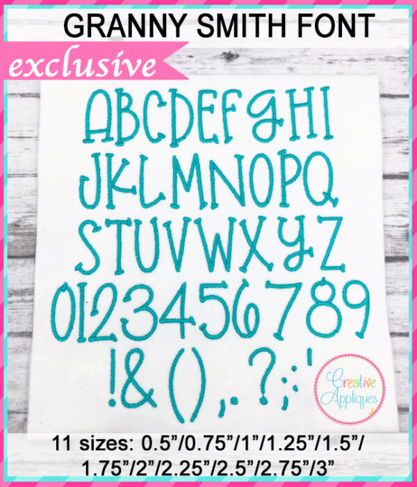 Granny Smith Embroidery Font - Image 5