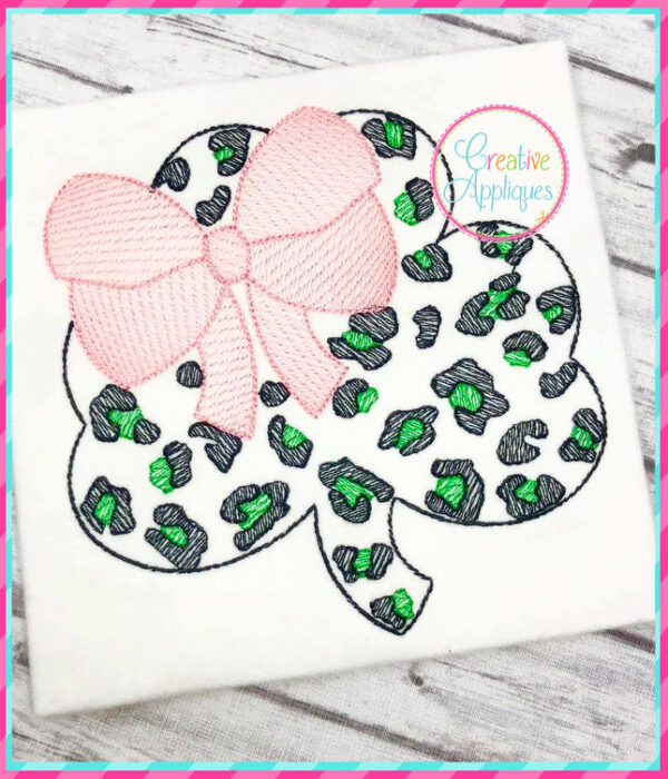 Cheetah Clover Embroidery Design - Image 3