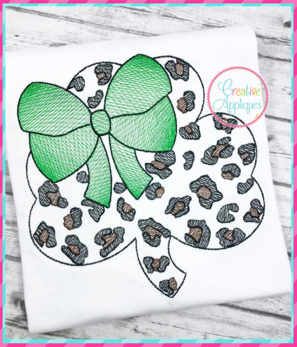 Cheetah Clover Embroidery Design - Image 2