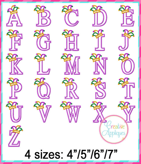 Jester Hat Alphabet Applique Design Set - Image 2