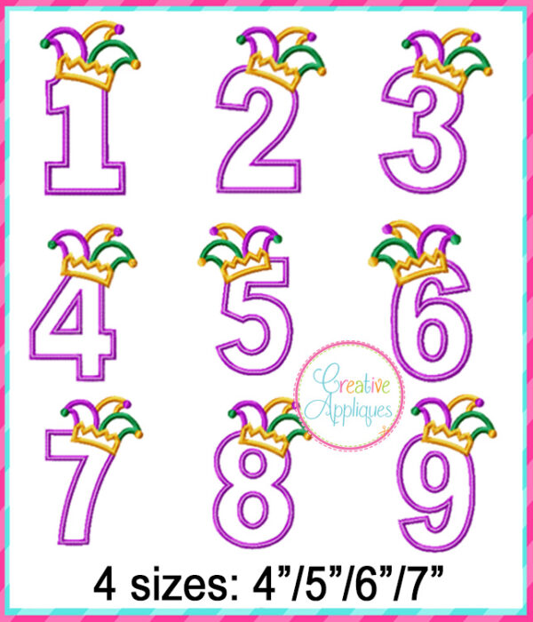 Jester Hat Numbers Applique Design Set - Image 3