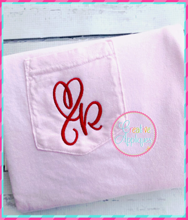 Monogram Heart Embroidery Font - Image 4