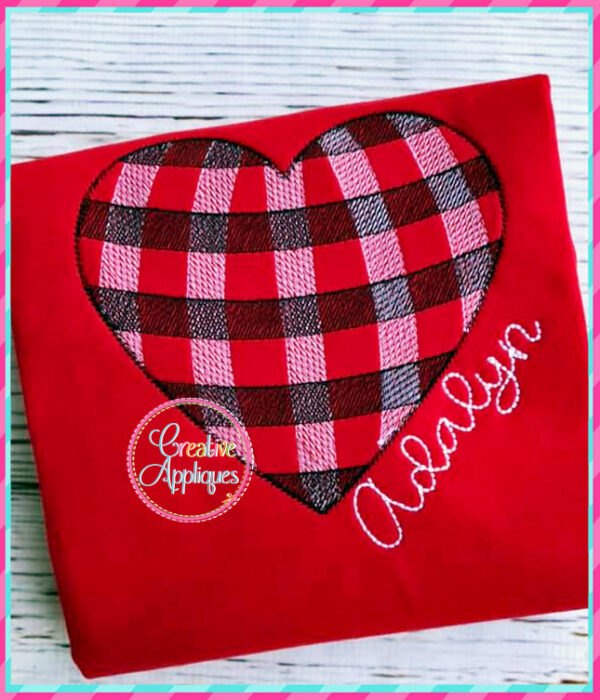 Sketch Stitch Plaid Heart Embroidery Design