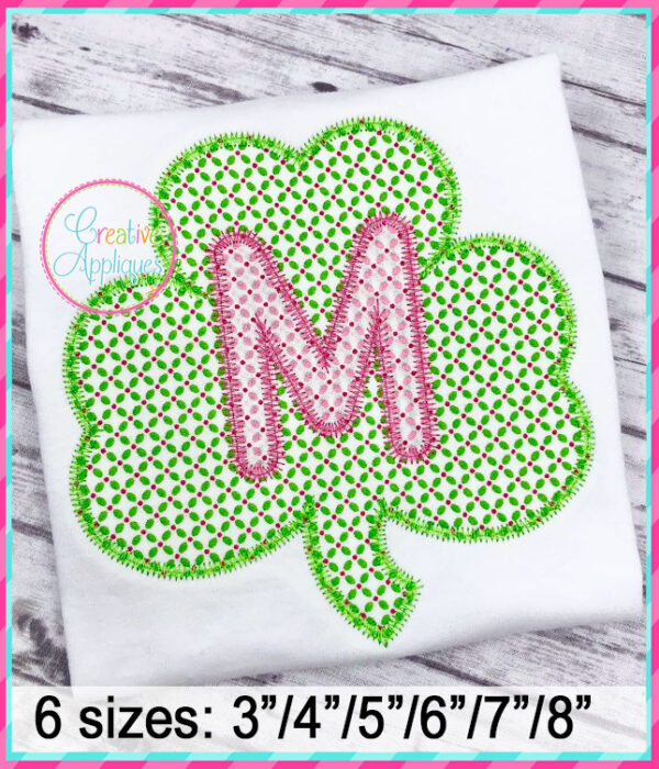 Zigzag Stitch Clover Alphabet Applique Design