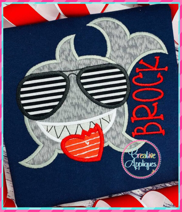 Shark Sunglasses Heart Applique Design