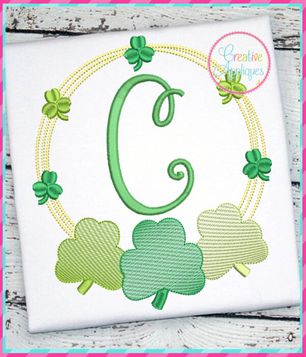 Sketch Stitch Clovers Scribble Frame Embroidery Design