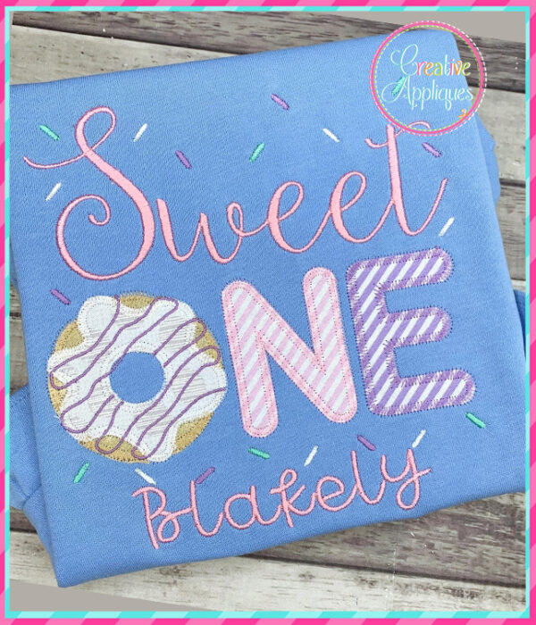 Zigzag Stitch Sweet One Doughnut Applique Design - Image 3