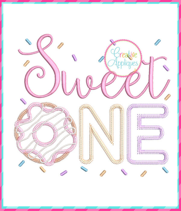 Zigzag Stitch Sweet One Doughnut Applique Design - Image 2