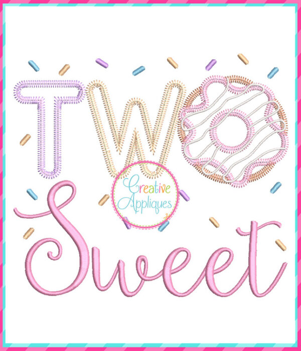 Zigzag Stitch Two Sweet Doughnut Applique Design - Image 2