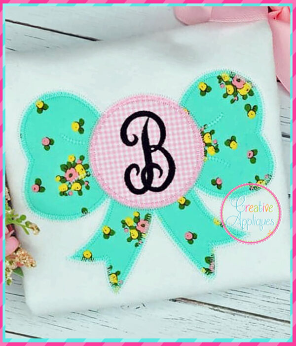 Zigzag Stitch Bow Monogram Applique Design