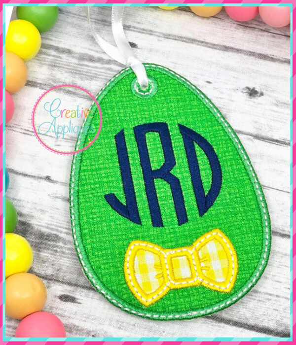 In The Hoop Egg Bow Tie Tag Design