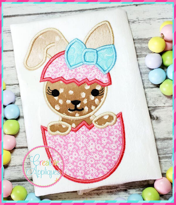 Girl Rabbit Egg Applique Design