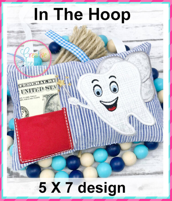 In The Hoop Boy Tooth Fairy Pillow Design 5x7 - Image 2