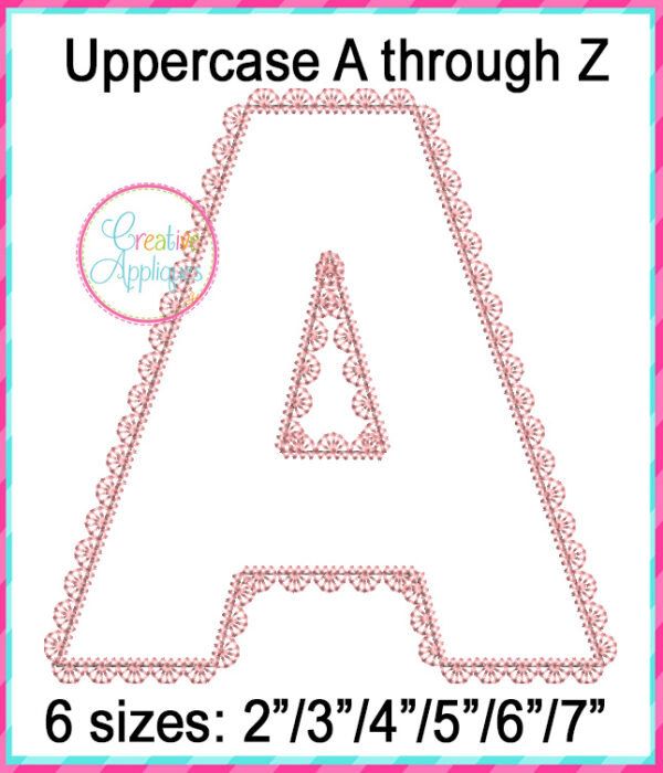 Lace Stitch Block Alphabet Applique Design - Image 2