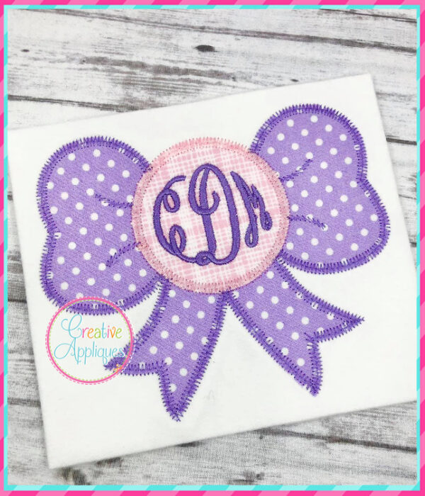 Zigzag Stitch Bow Monogram Applique Design - Image 2