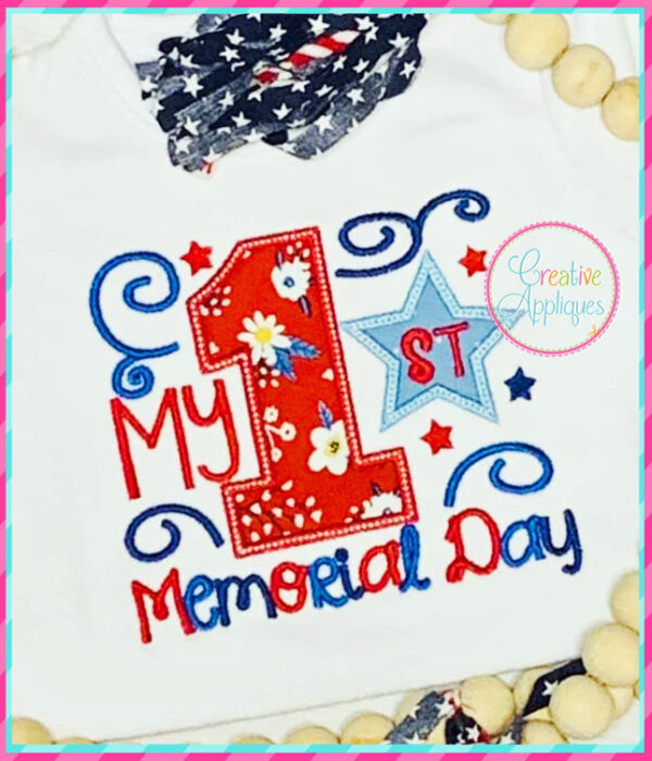 Girl My 1st Memorial Day Applique Design