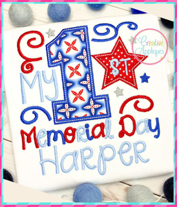 Girl My 1st Memorial Day Applique Design - Image 5