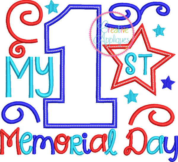 Girl My 1st Memorial Day Applique Design - Image 2