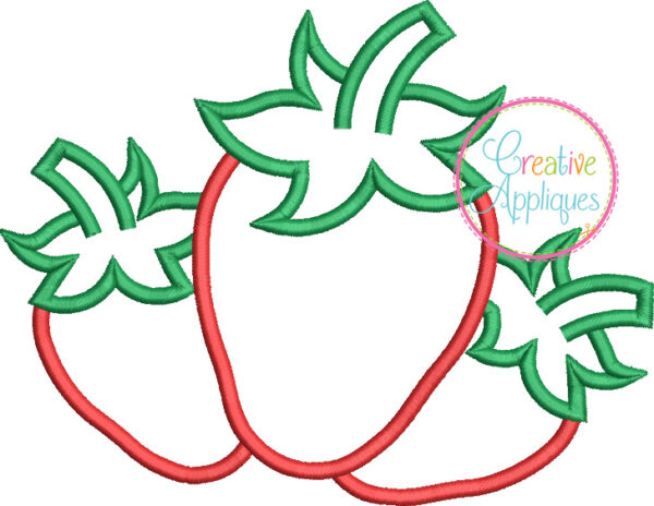 Strawberry Trio Applique Design - Image 3