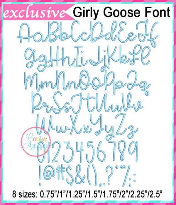 Girly Goose Embroidery Font