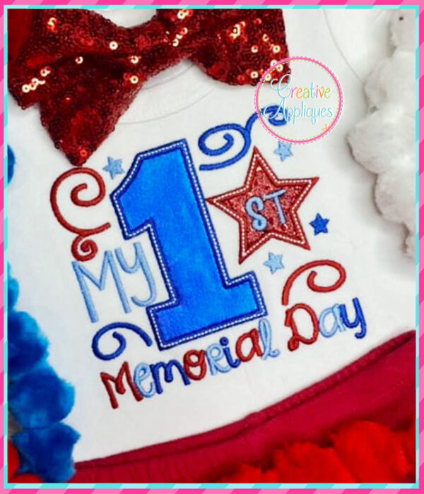 Girl My 1st Memorial Day Applique Design - Image 3