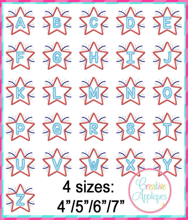 Star Alphabet Applique Design - Image 4