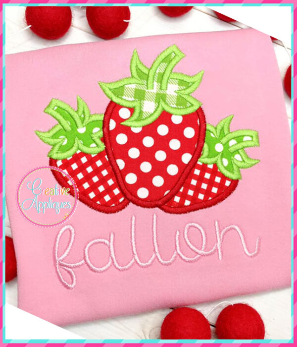 Strawberry Trio Applique Design