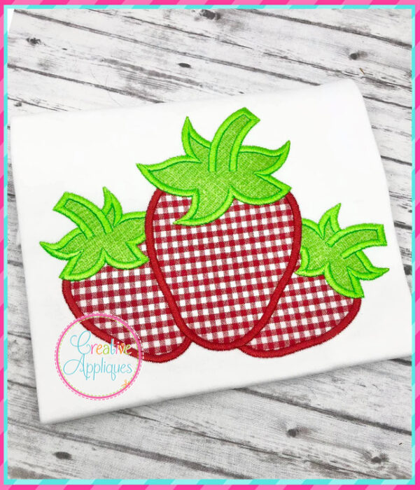 Strawberry Trio Applique Design - Image 2