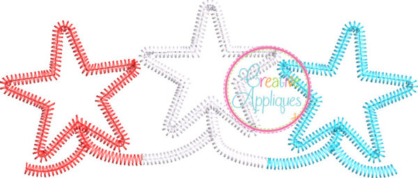 Zigzag Stitch Linked Stars Applique Design - Image 2