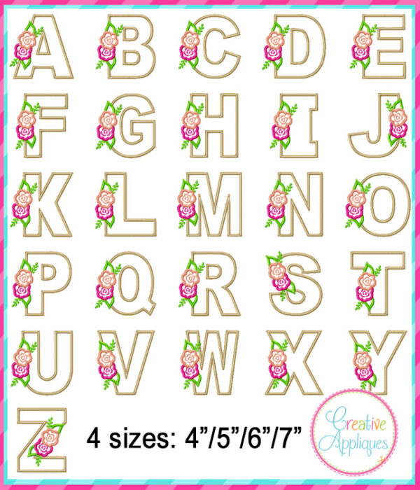 Flower Alphabet Applique Design Set - Image 2