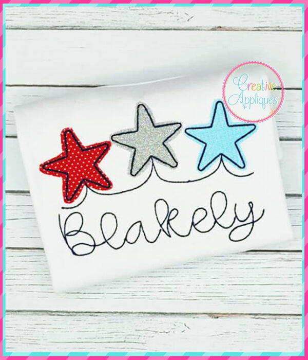 Bean Stitch Linked Stars Applique Design - Image 2