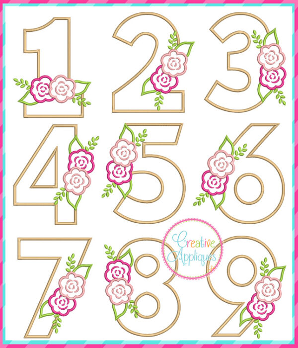 Flower Number Applique Design Set - Image 7