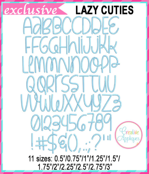 Lazy Cuties Embroidery Font