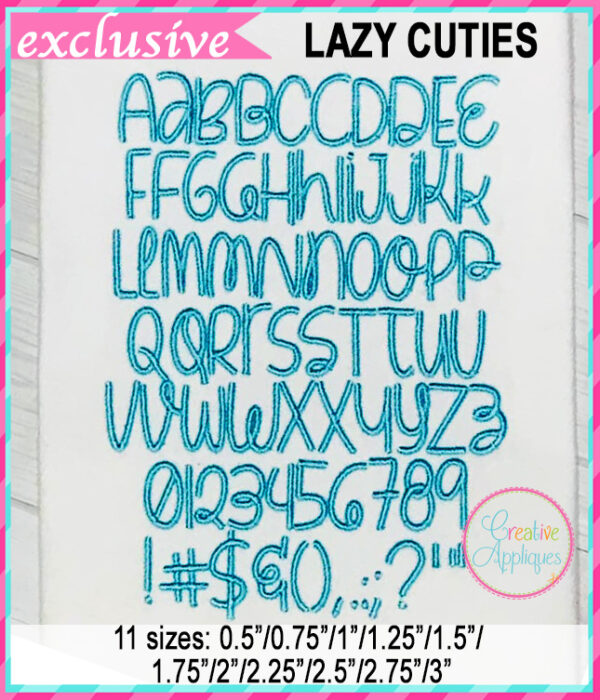 Lazy Cuties Embroidery Font - Image 2