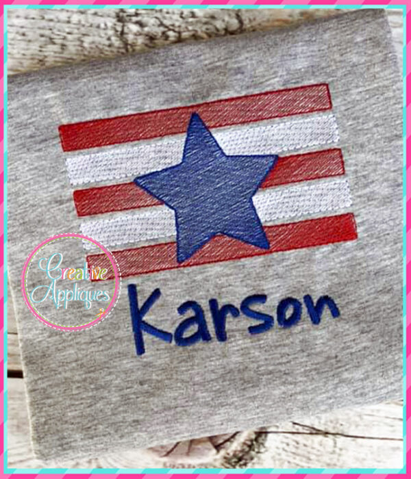 Sketch Stitch Star Stripes Embroidery Design